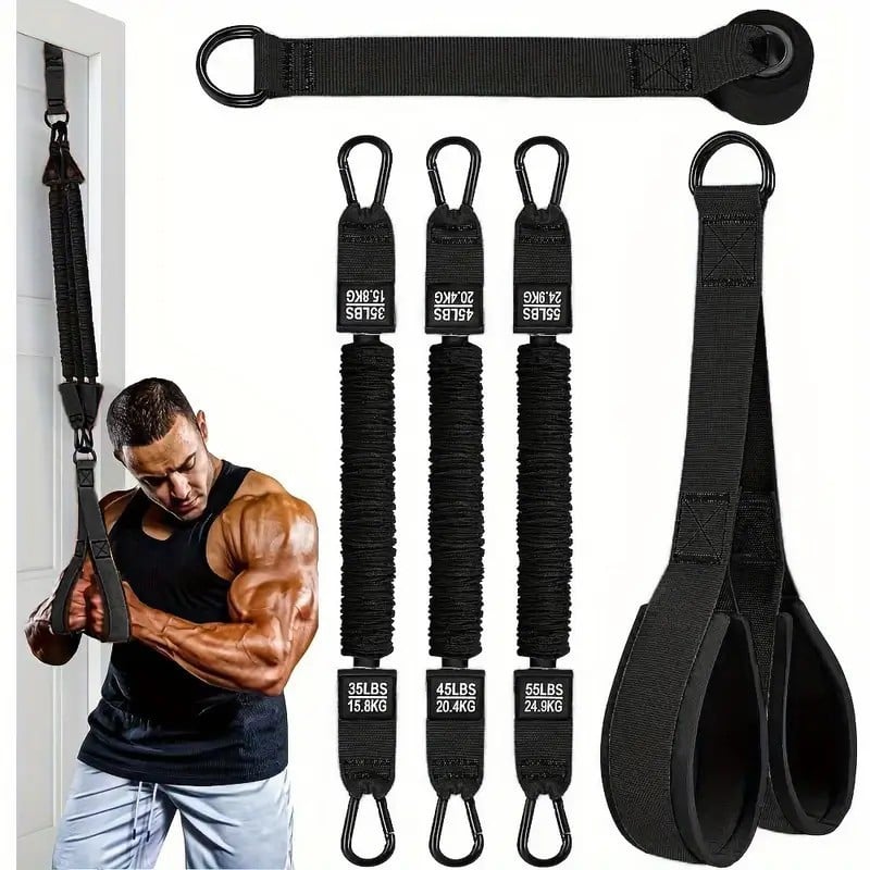 πͺ 225LBS Heavy Duty Cable Resistance Band Home Gym Training Set